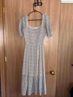Sienna Sky Cream Maxi Dress with Black Micro Print